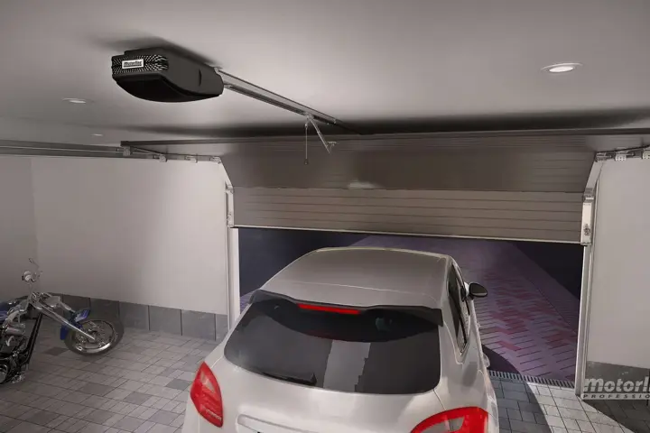 Motorisation de porte de garage avec éclairage encastré