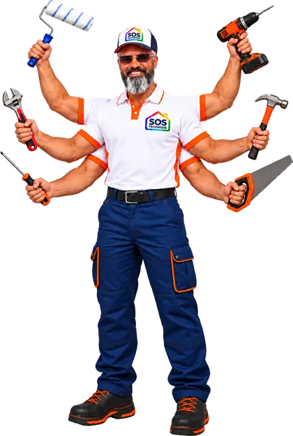 Mascotte SOS Technique représentant nos services de dépannage, rénovation et travaux à domicile